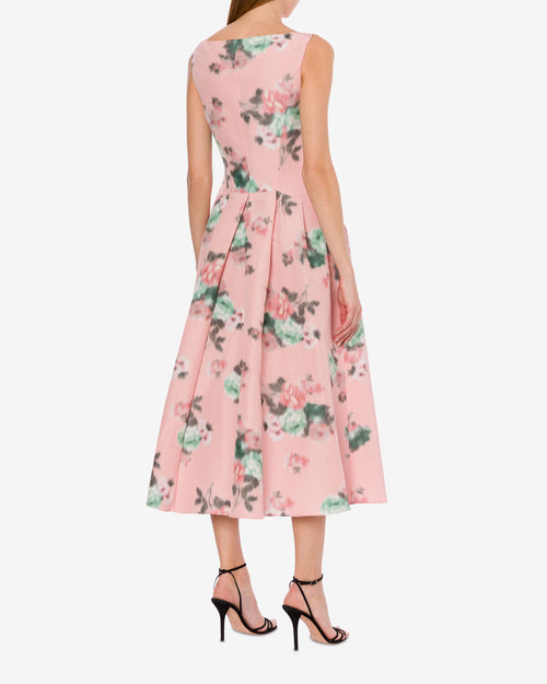 Longuette dress in floral taffetà