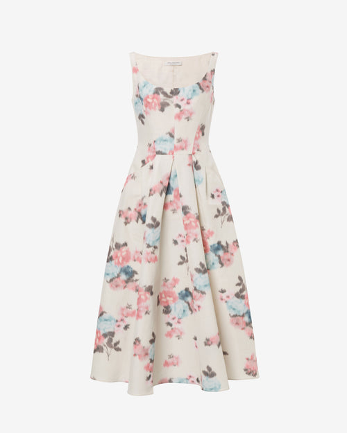 Longuette dress in floral taffetà