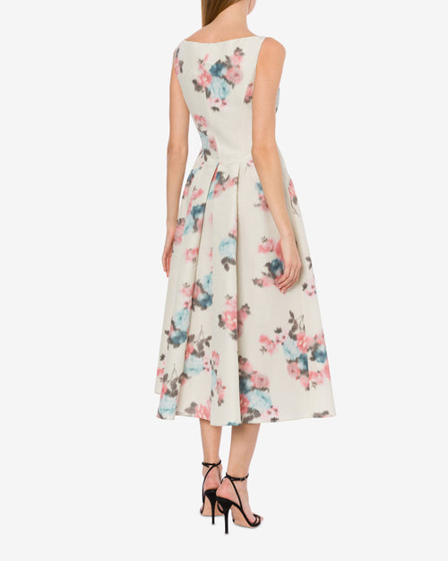 Longuette dress in floral taffetà