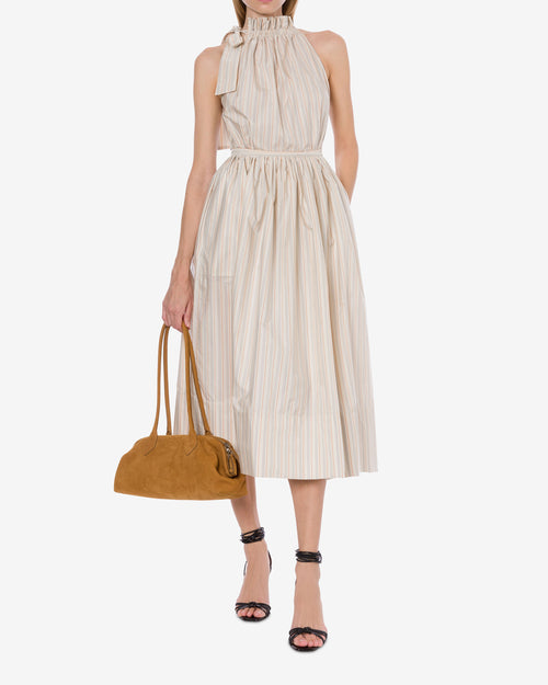 Dress longuette in striped cotton