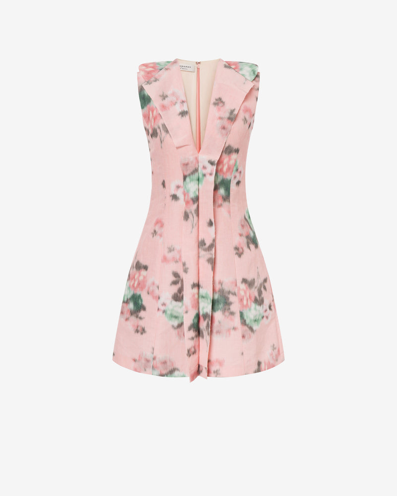 taffetà Minikleid mit Blumenmuster