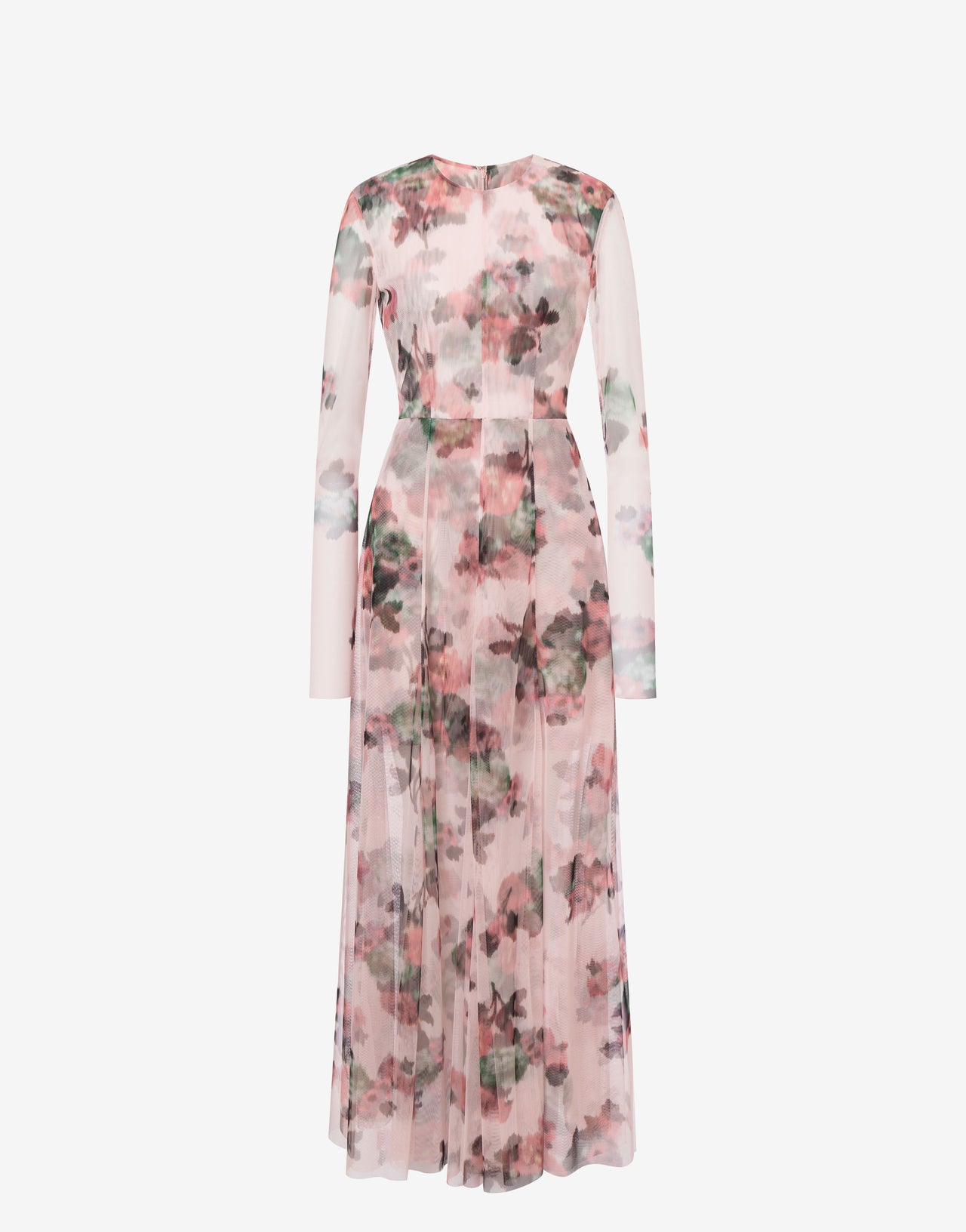 Vestido largo de tul con estampado de flores