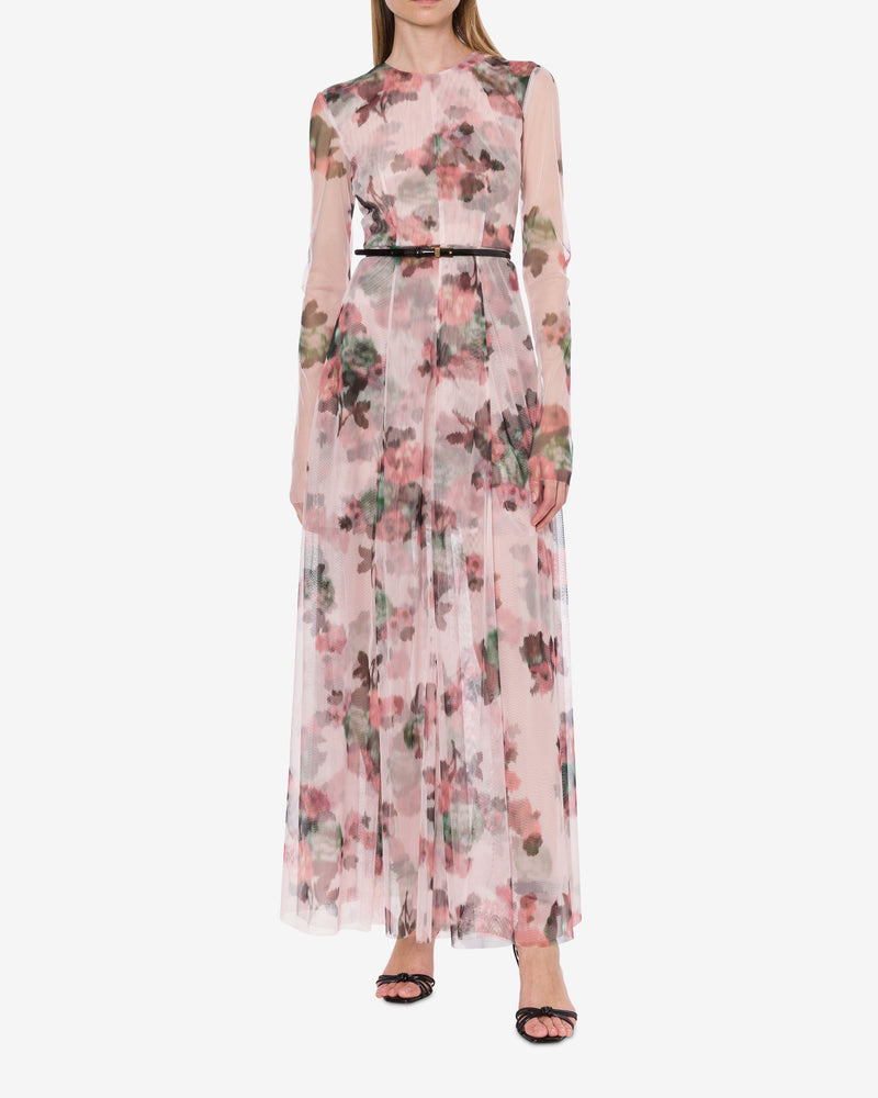 Long tulle dress with flower print