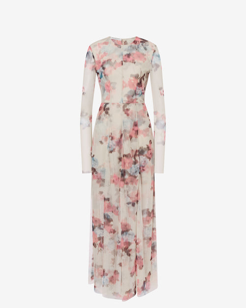 Long tulle dress with flower print