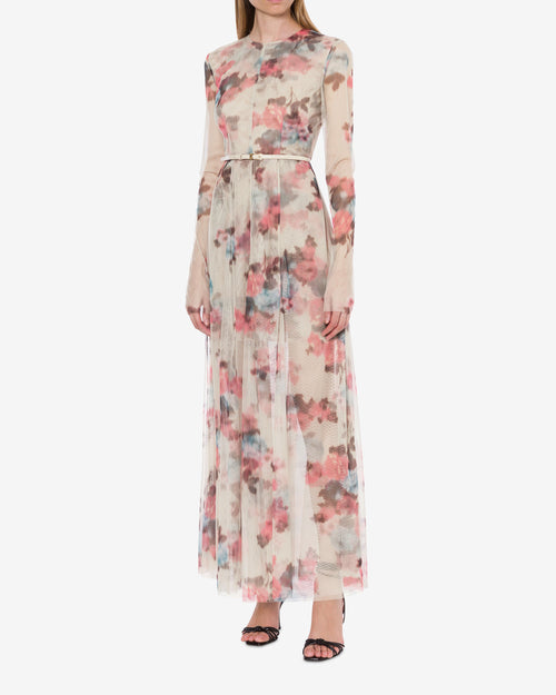 Long tulle dress with flower print