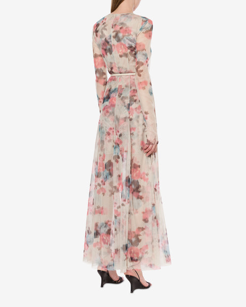 Long tulle dress with flower print
