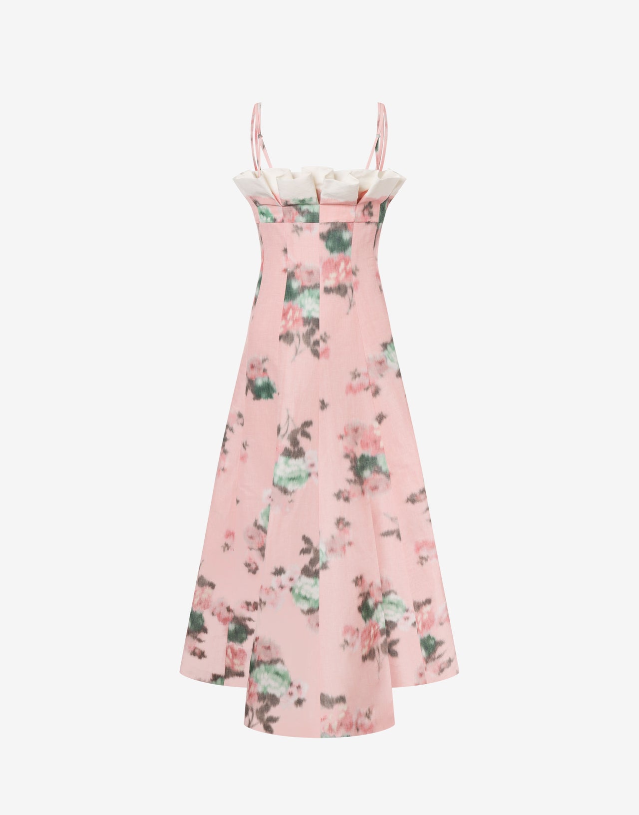 Dress longuette in taffetà with ruches