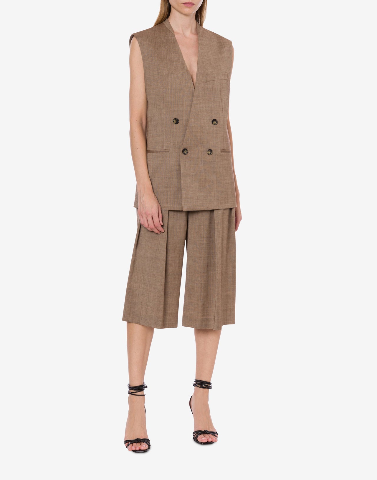 Wool-blend long waistcoat
