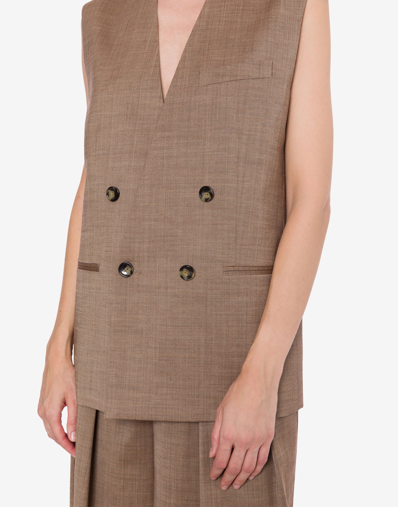 Wool-blend long waistcoat