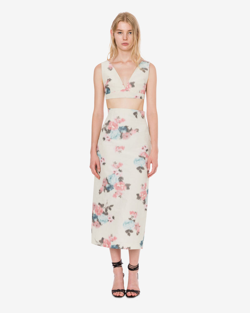 Taffetà chiné floral micro top