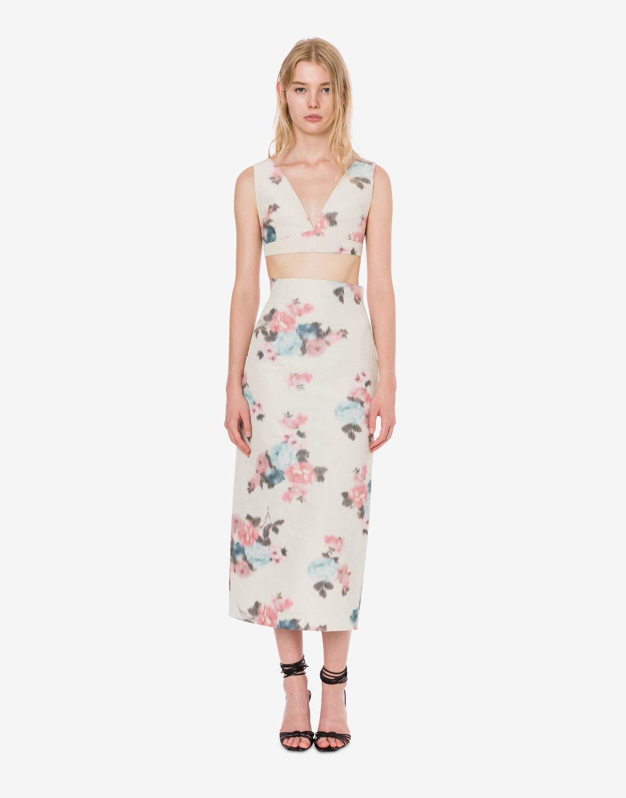 Taffetà chiné floral micro top