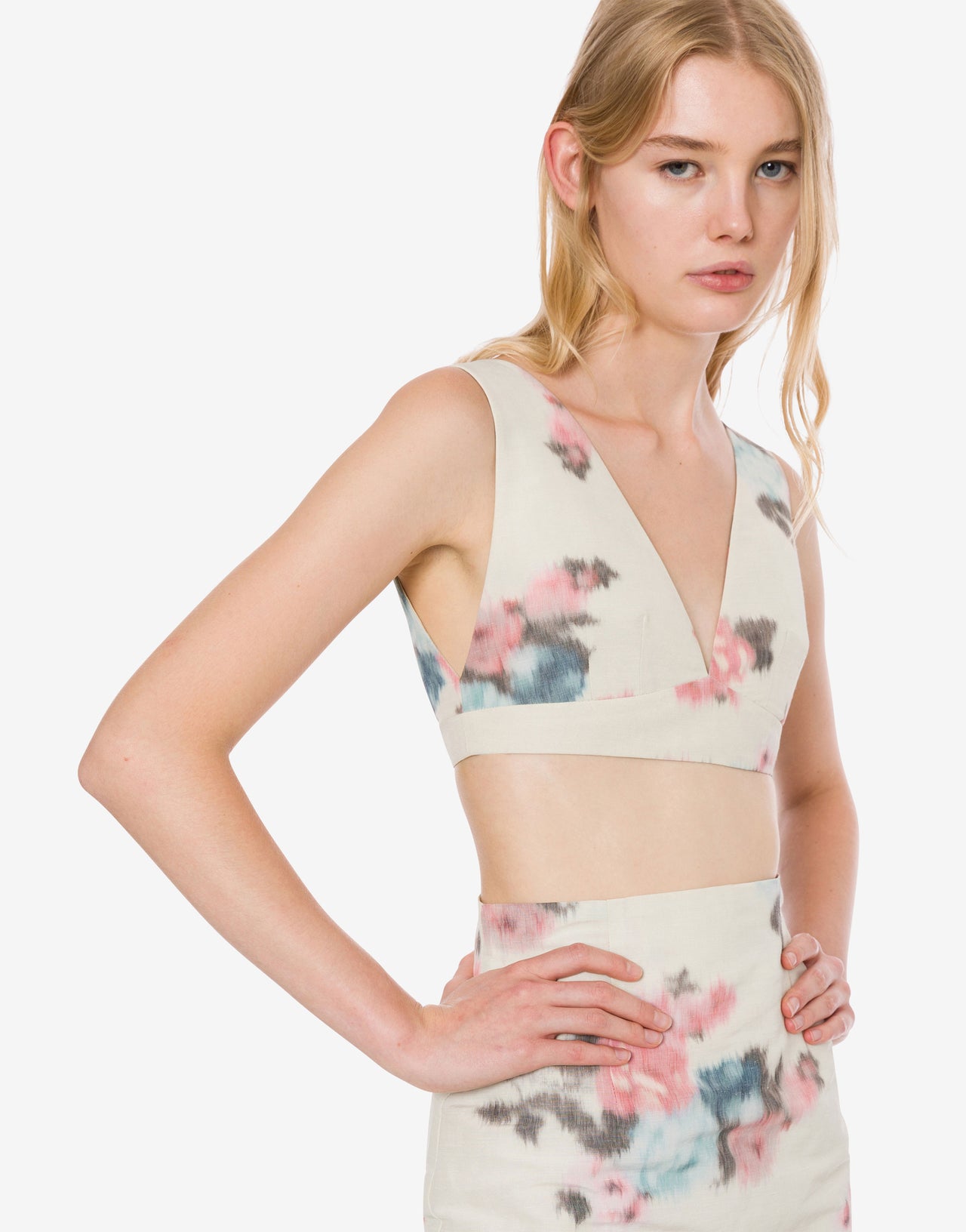 Taffetà chiné floral micro top