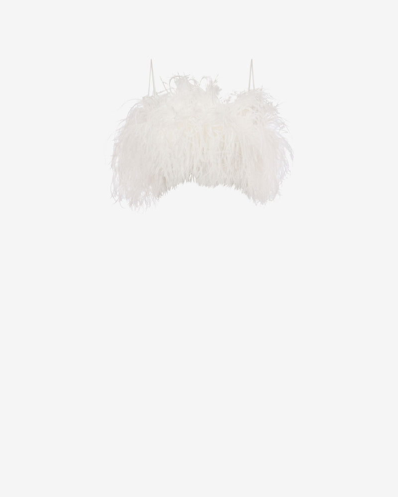 Micro top with detachable feathers