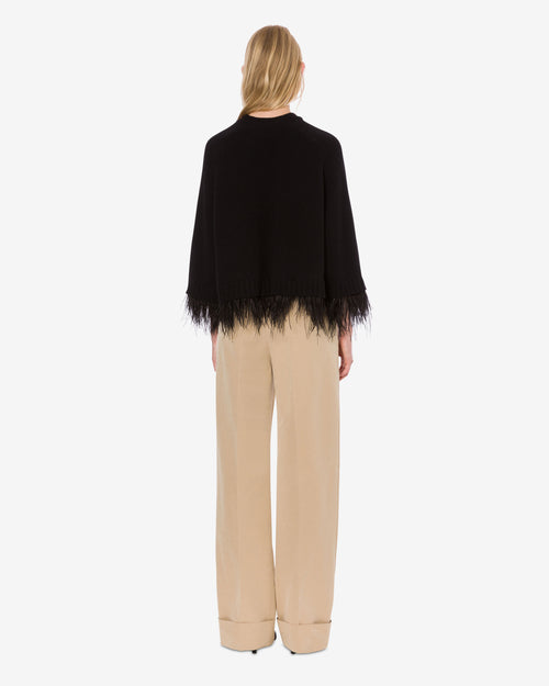 Recycled cashmere cardigan with feathers