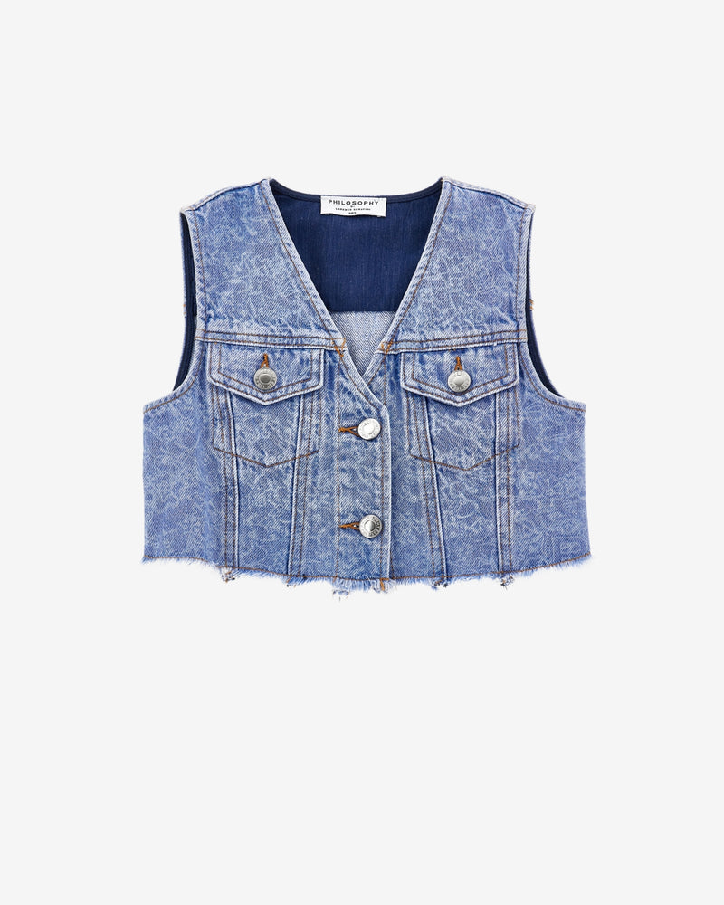 Kids denim crop waistcoat