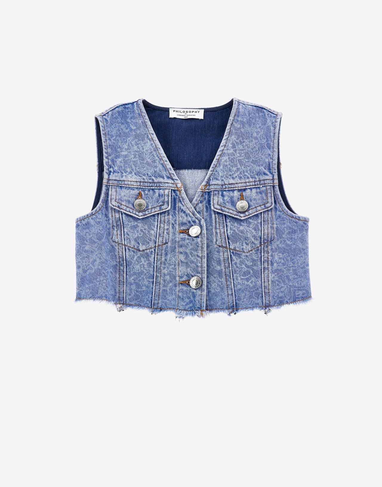 Kids denim crop waistcoat