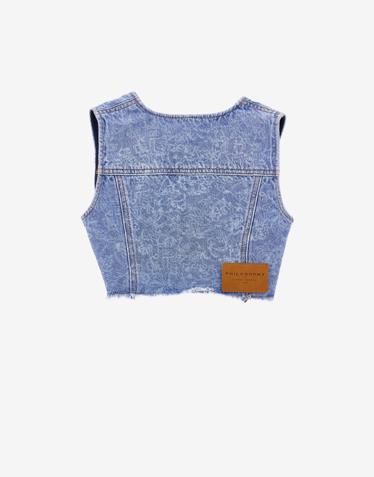 Kids denim crop waistcoat