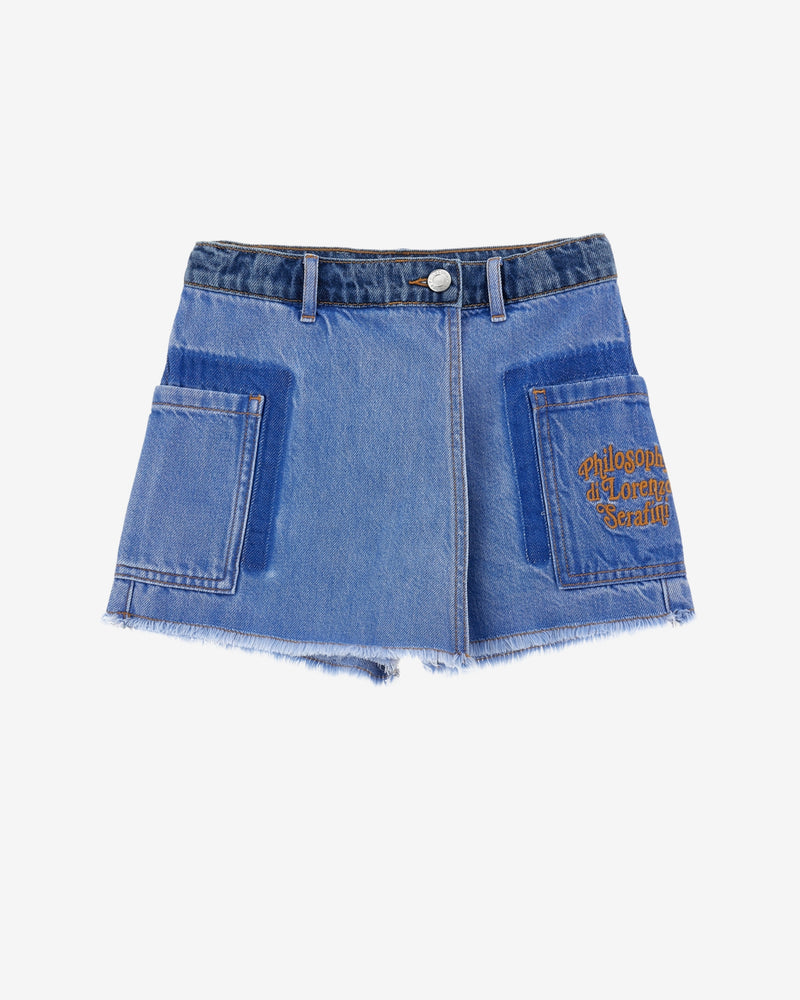Kids denim wrap shorts