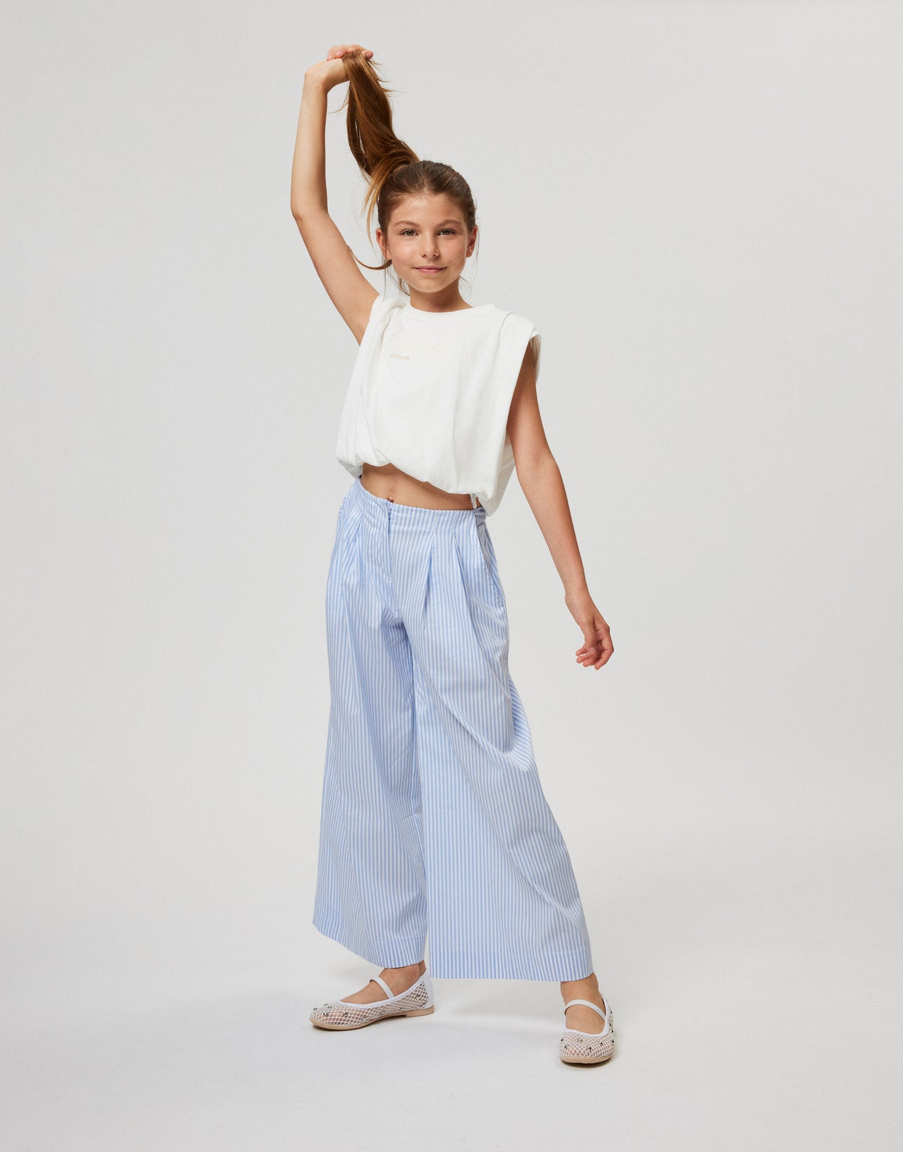 Pantalon large en coton rayé pour enfants