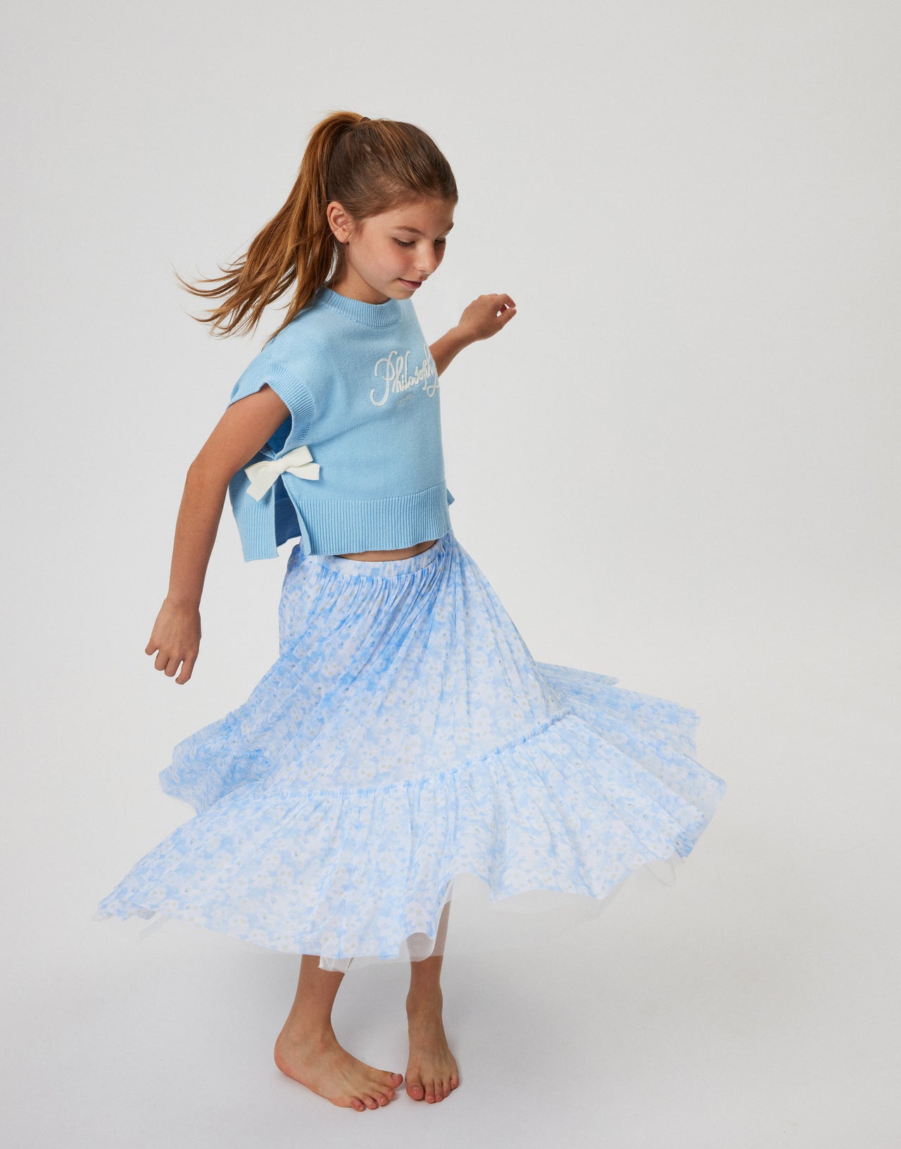 Kids cotton skirt with flower print