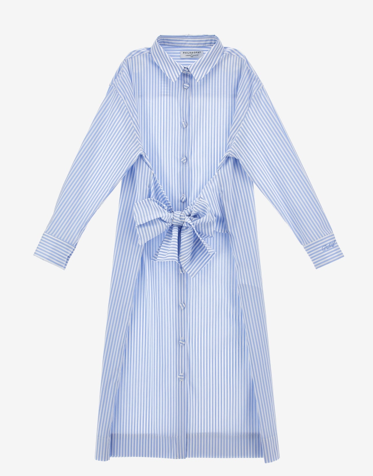 Vestido infantil de algodón a rayas con diseño camisero