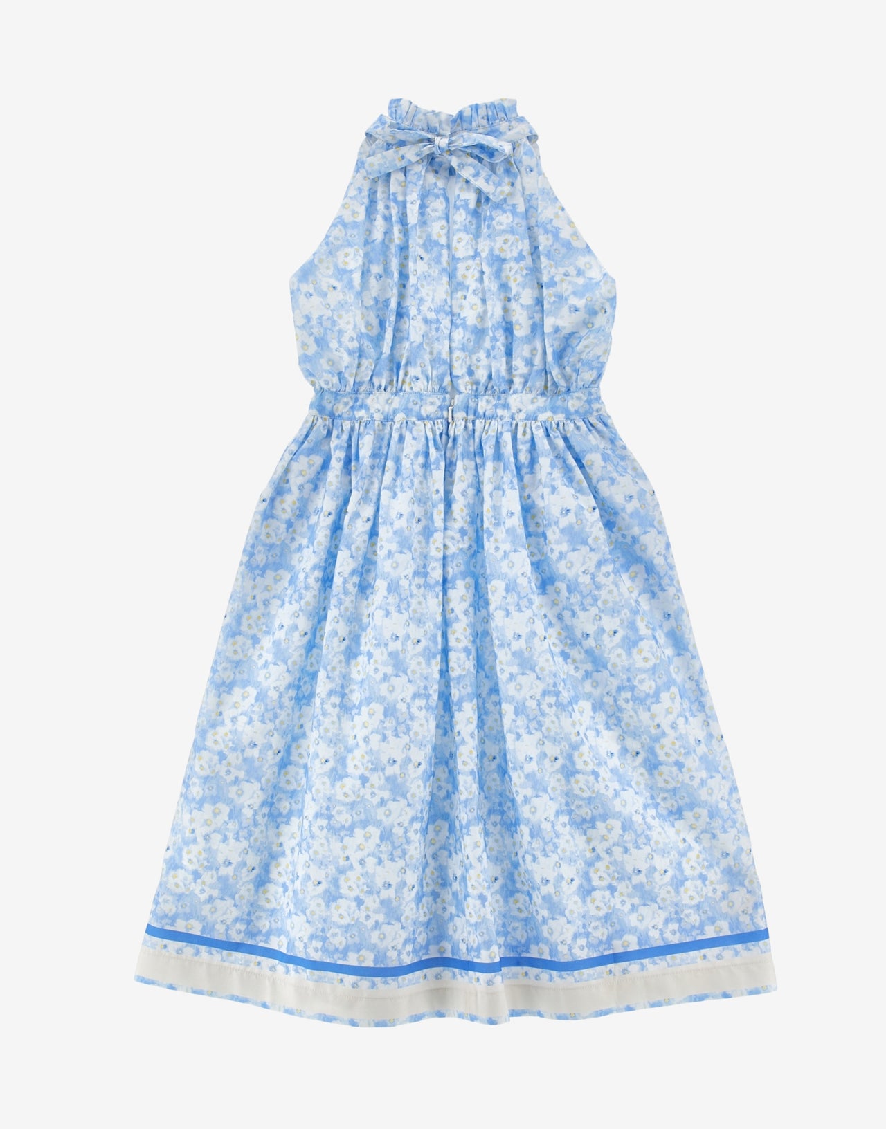 Kids cotton dress with delicate blue and white flower print