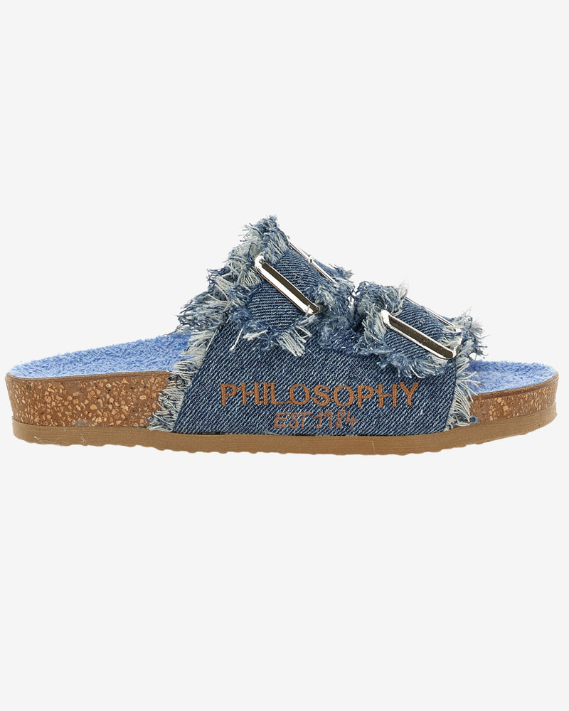 Kindersandalen aus Denim mit gesticktem Logo
