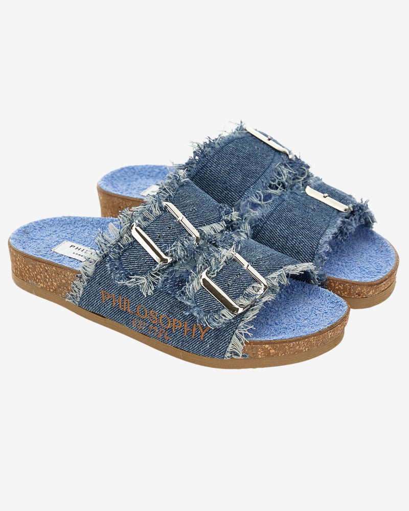 Kindersandalen aus Denim mit gesticktem Logo