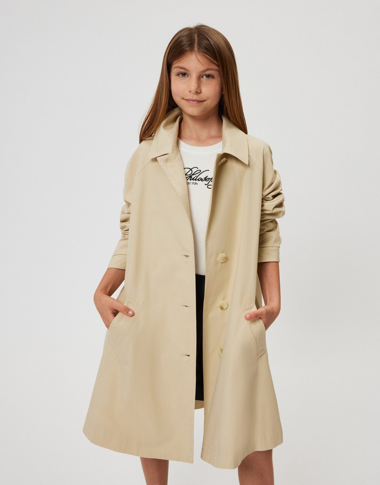 Kids cotton trench coat