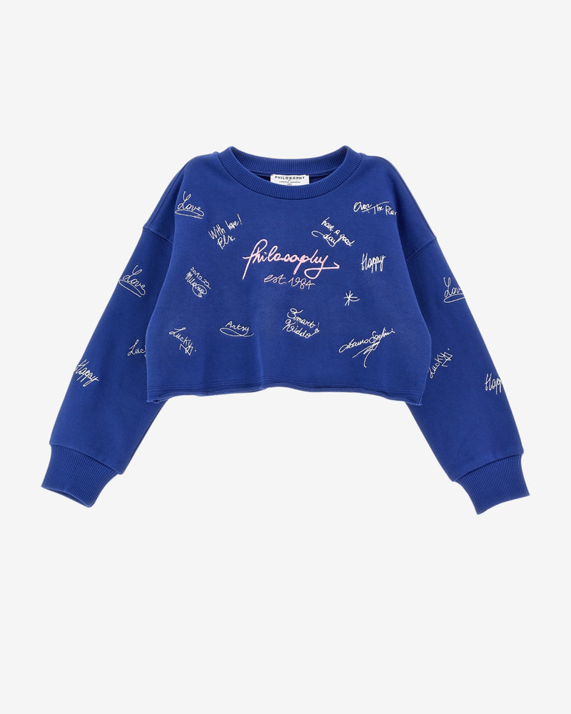 Kinder-Sweatshirt mit Allover-Schriftzug