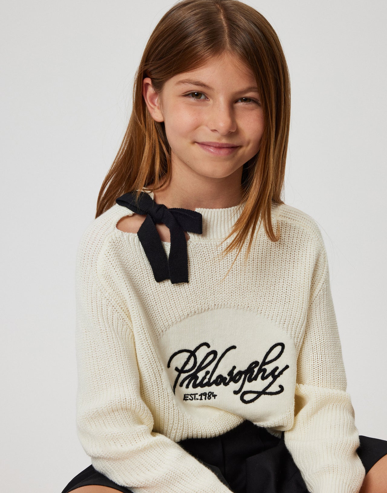 Kids felpa in cotone con fiocco